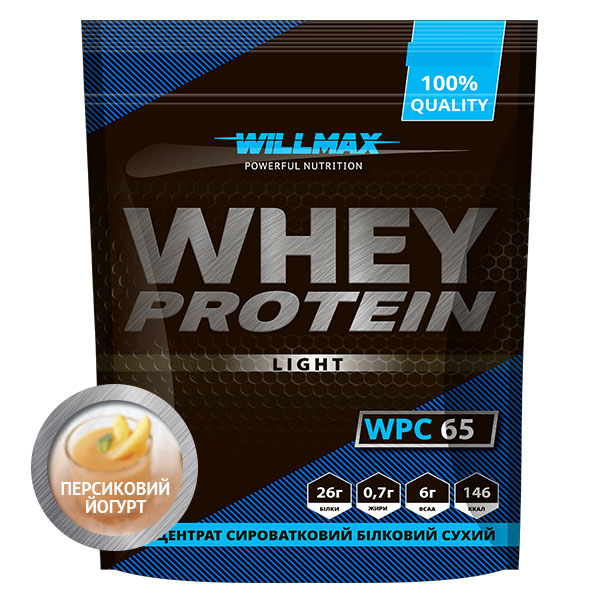 Концентрат сывороточного белка Willmax 65% вкус ПЕРСИКОВЫЙ ЙОГУРТ